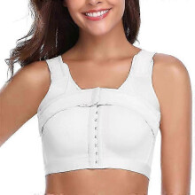 (Large,White)Ladies Breast Support Bra Implant Stabilizer Post Surgery Compression Garment Surgical Posture Corrector Enhancement Bra