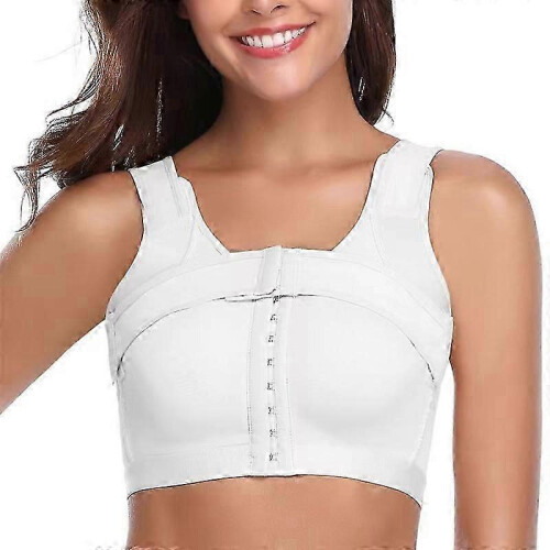 (Large,White)Ladies Breast Support Bra Implant Stabilizer Post Surgery Compression Garment Surgical Posture Corrector Enhancement Bra