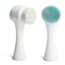 (white-blue) 3D Double Side Face Washing Brush Cleaning Massage Brushes Wash Product Skin Care Tool Silicone Deep Cleaning Pore Face Brush