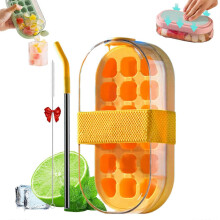 (Yellow) 800ml 2-in-1 My Crush Cup Ice Tray Water Bottle, Cool Summer Ice Bottle Cup with Straw and Lid
