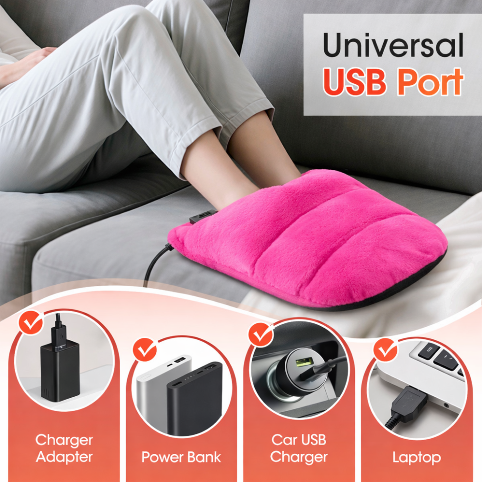 Jaoyeh Pink Usb Heated Foot Warmer