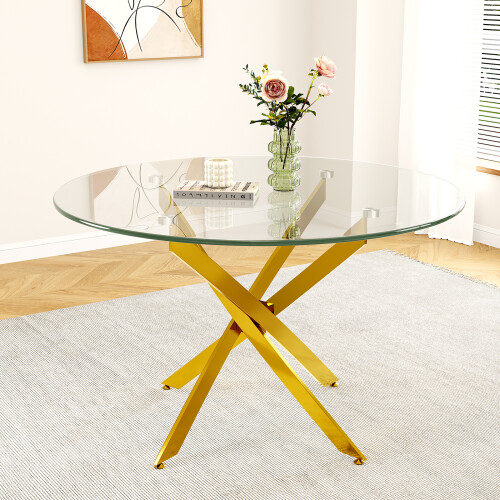 Large Round Tabletop with Stainless Steel Base 1