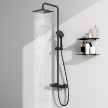 Exposed Thermostatic Mixer Shower Set, Twin Head with Adjustable Sliding Rail