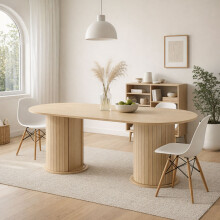 4 to 6 People Wide Tabletop Dining Table with 3-Tier Shelves Storage Cabinet