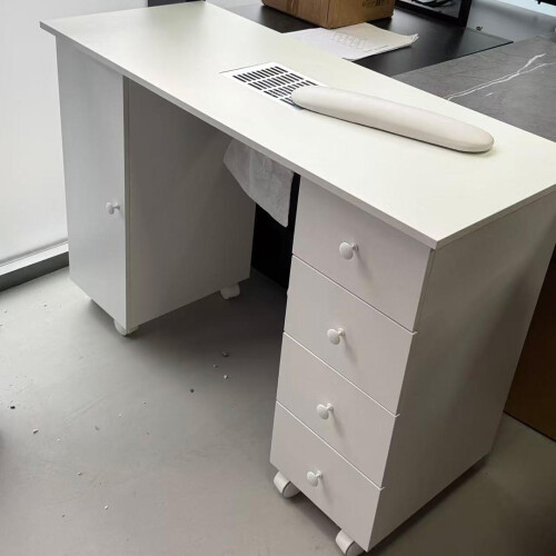 Living And Home Mobile Manicure Table with Built-in Dust Collector, White 2