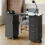 Living And Home Mobile Manicure Table with 1 Cabinet and 4 Drawers, Dark Grey 2