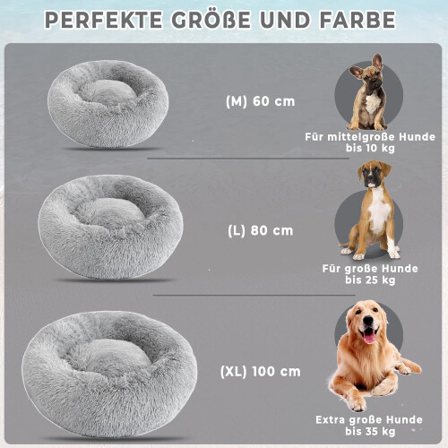 60CM Dog Bed Fluffy Donut Cushion in Light Grey 2