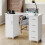 Living And Home Mobile Manicure Table with 1 Cabinet and 4 Drawers, White 2