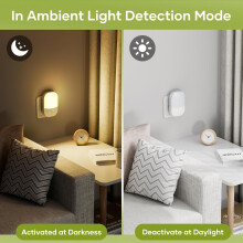 2 Pack Plug in Night Light with Dusk to Dawn Photocell Sensor, 5 Adjustable Brightness Levels, ON/Off/AUTO Modes, 3000K
