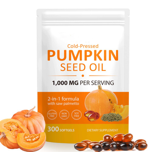 300 Pumpkin Seed Oil Capsules Cold Pressed 1000Mg