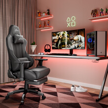 Gaming Chair with Footrest & 3D Armrest
