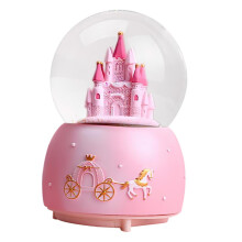 Musical Castle Snow Globe with HandCranked Crystal Ball, Princess Fortress Holiday Gift for Bedroom