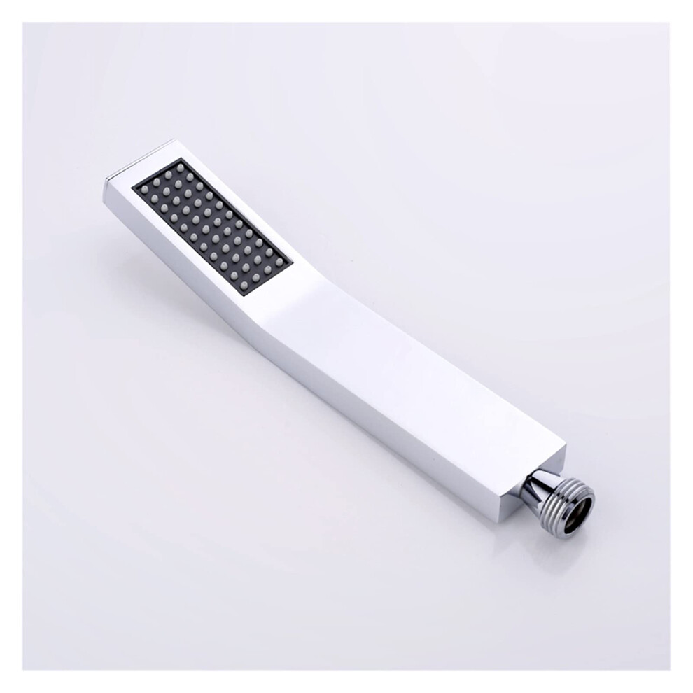 Square Solid Brass Chrome Hand Held Shower Head With Wall Connector And Stainless Steel Hose