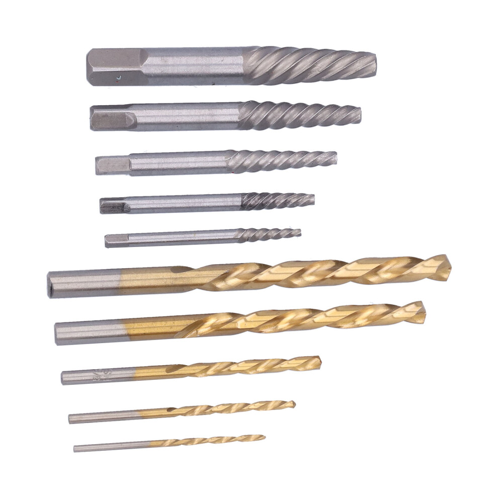 10Pcs Hss Screw Extractor Drill Bit Set 5/64-19/64In Damaged Bolt Stud Removers 8481377385396
