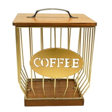 Panier de rangement de café élégant et-grand Or avec couvercle
