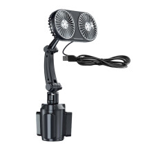 Car Cup Holder Fan with Dual Head Cooling, Adjustable Speed, 360 Rotation and LED Light
