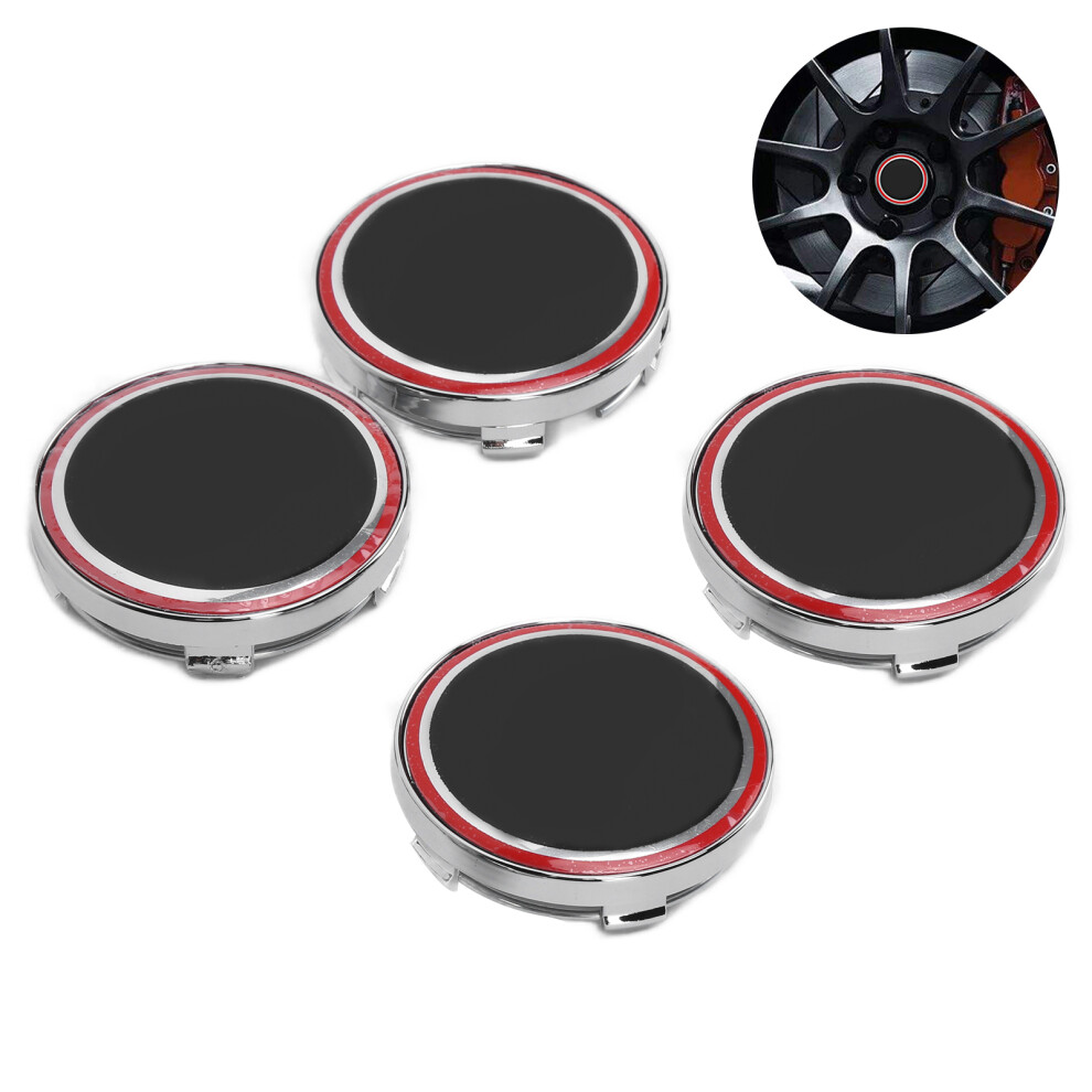 4Pcs Waterproof Aluminium Alloy Wheel Centre Cap Cover For Fiat 500 Black/Red 5091377387141