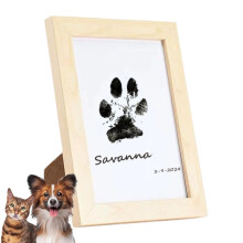 Inkless Pet Paw Print Kit with Wooden Keepsake Frame for Dogs and Cats, Easy Clean Touch
