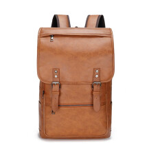 Mens Backpack PU Shoulder Bag For Outdoor Travel Camping Hiking Khaki One Size