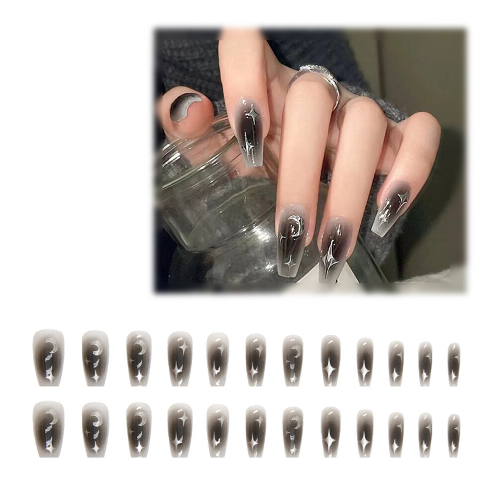 Salon Quality Manicure, Comfortable Fit Butterflies Design Glossy Press On Nails 24Pcs for DIY Manicures For Halloween Parties For Nightclubs