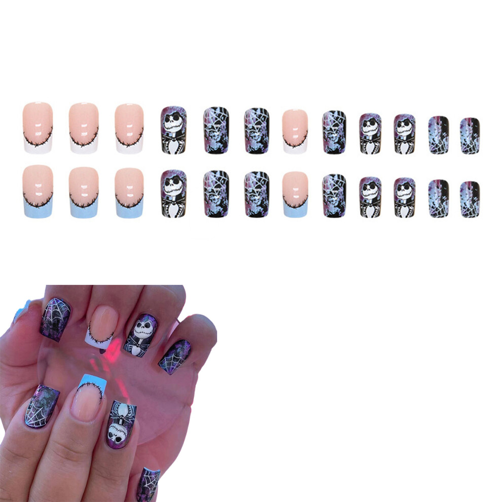 Press On Nails, Perfect Gift, Option For Glue And Gel Sheets Application, Suitable For Women's Creative Nail Art For Halloween Parties For Nightclubs