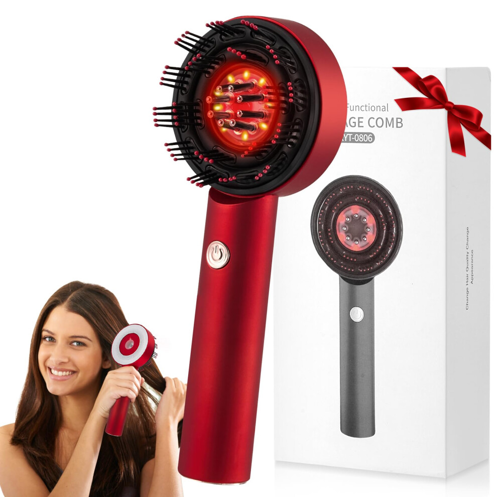 Red/Light Scalp Massager With Therapy And Oil Dispenser, Ipx7 Waterproof Hair Growth Comb