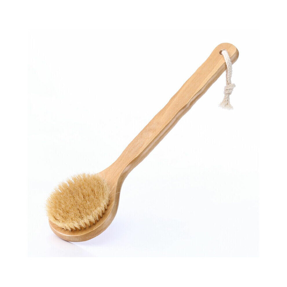 Revitalizing Scrubber, Bamboo Handle Back Scrubber With Ergonomically Designed Non-Slip Grip, Natural Bristles For Enhanced Shower Experience