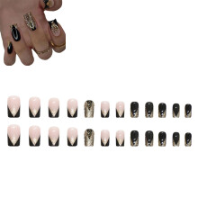 Faux ongles brillants à motif papillons, parfaits pour de nombreuses occasions, avec une ligne de cuticule impeccable, pour les fêtes d'Halloween