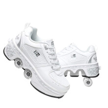 Roller Skates Adjustable Quad Roller Skates Boots 2In1 MultiPurpose Shoes Walking Shoes Size 39