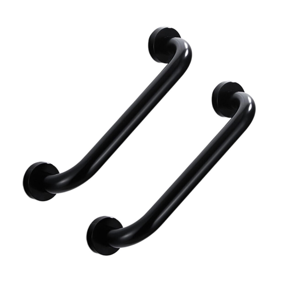 Black Bathroom Grab Bars 2Pack Aluminum Wallmounted Safety Handrails Bathtub And Stairs Rounded Antislip Grip Armrest