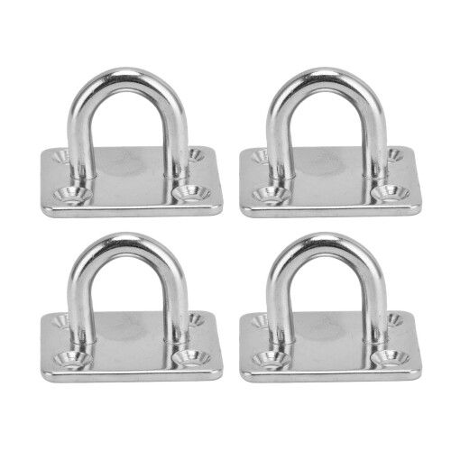 Stainless Steel Eye Plate Ceiling Wall Mount Hardware 4Pcs Enclosed Hook 1