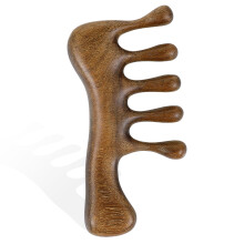 Wooden Scalp Massager Sandalwood Gua Sha Wide Tooth Comb for Hair Growth and Loc Care