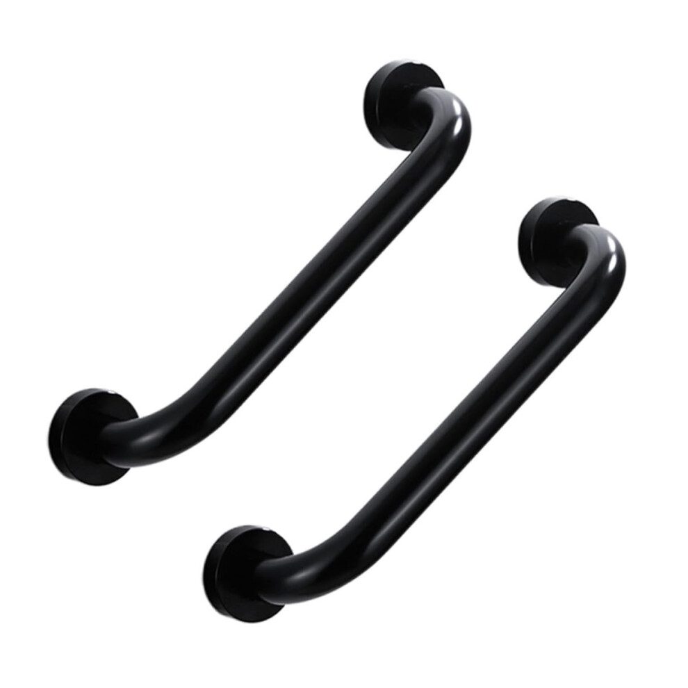 Black 2Pcs Aluminum Bathroom Grab Bars Antislip Bathtub Safety Rail For Elderly Support
