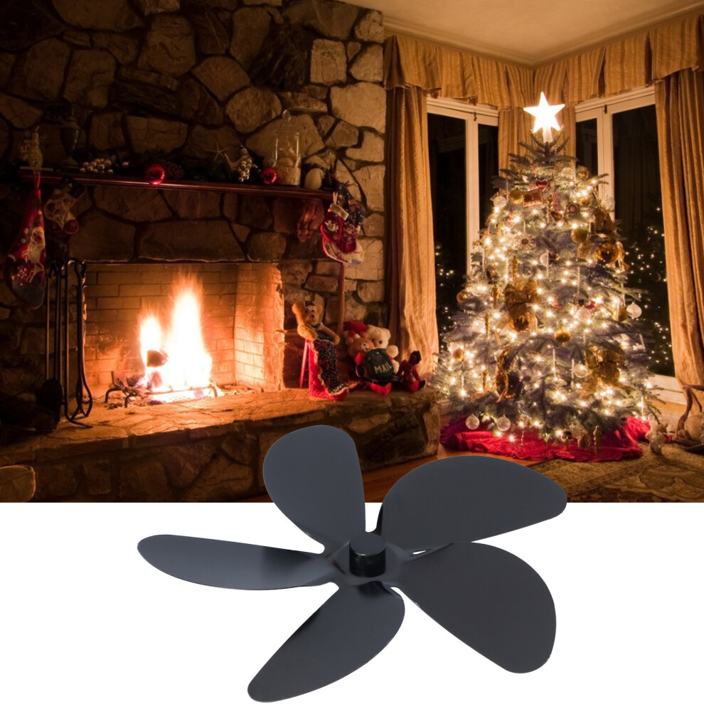 Fireplace Fan Blade Aluminum Alloy Universal Stove Blade 5 Pack Black 7681377397332