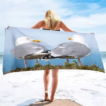 Microfibre Beach Towels For Adults Extra Large 80x160 cm Seagull Pattern Sand  Travel Towel