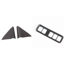 Headlight Button Cover Trim with Interior A-Pillar Speaker Horn Cover Trim for Navara NP300 2016-2021