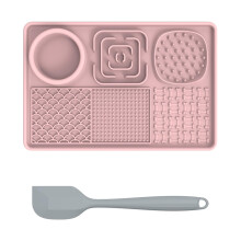 Silicone Licking Mat Upgrad Extra Large Suction Cup Slow Feeder With Silicone Spatula For Dogs And Cats Pink