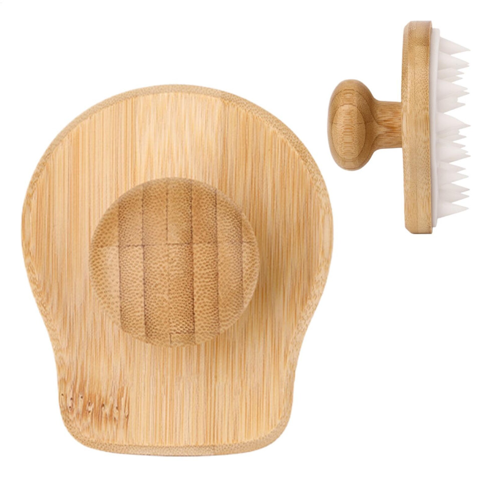 Wooden Scalp Massager and Shampoo Brush for Hair Growth, Deep Cleaning, Brown 8.5x10x6.7cm