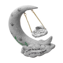 MoonShaped Pet Memorial Stone Outdoor Dog Grave Marker Weather Resistant Garden Statue