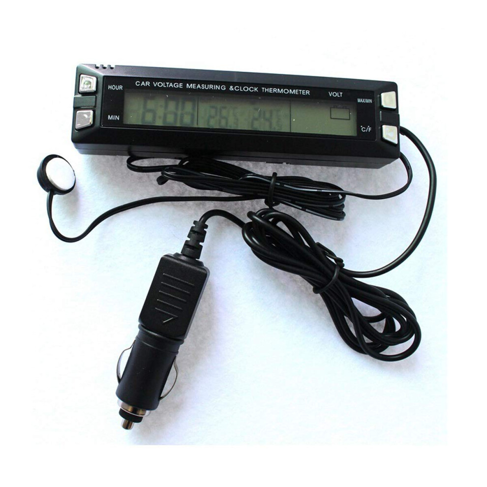 3 In 1 Car Digital Thermometer Voltmeter Clock With Inside Outside Temp Gauge And Voltage Alarm Ec30 9347817800111