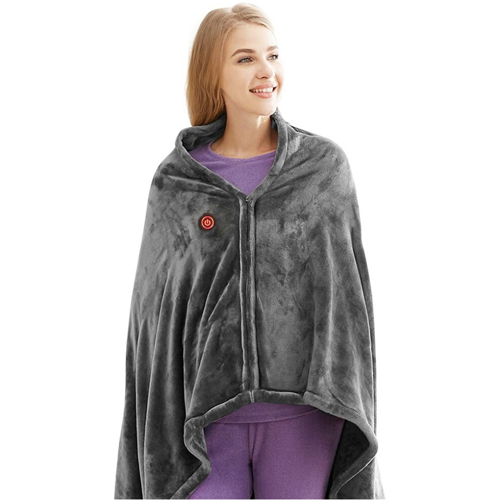Coral Portable Heated Blanket, Wearable Electric Shawl With Usb Heating, Velvet, 3 Heating Levels, Perfect For Travel, Multifunctional, Machine