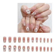 Faux ongles carrés brillants à coller, forme amande, finition pailletée, pour femmes. Profitez d'une ligne de cuticules impeccable.