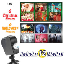 Weihnachtsprojektionsleuchte, holografische Projektorlampe mit integrierten Filmen für Halloween und Garten