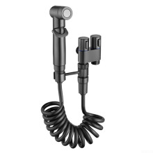 Hygienic Bidet Shower Head With Double Outlet Angle Valve For Bathroom Grey Family And Pet Cleaning