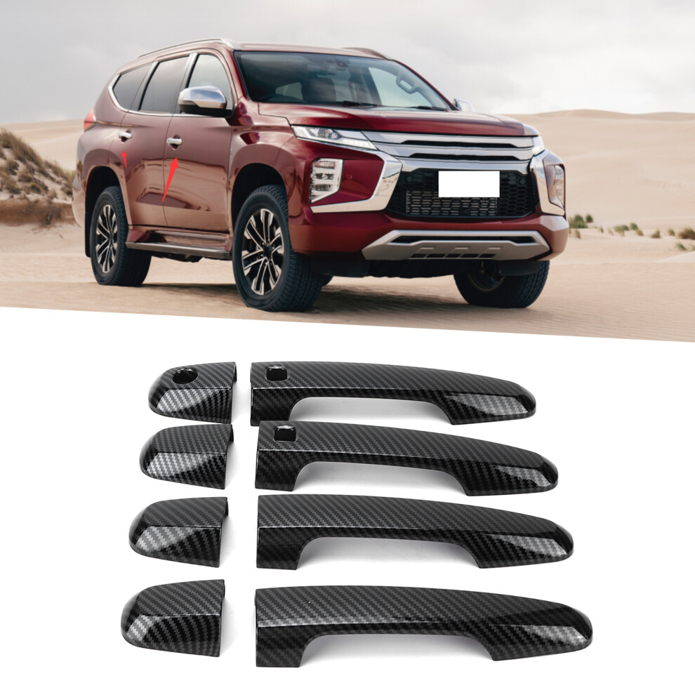 8Pcs Car Door Handle Trim For Mitsubishi Pajero 2019-2021 Carbon Fiber Style 9461377405767