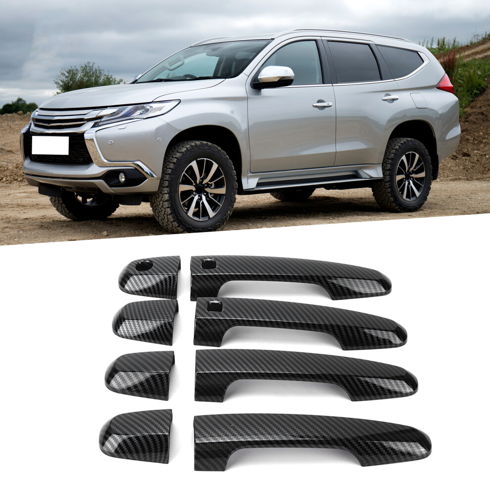 8Pcs Carbon Fiber Style Door Handle Trim For Mitsubishi Pajero 2019Â2021 5071377405786