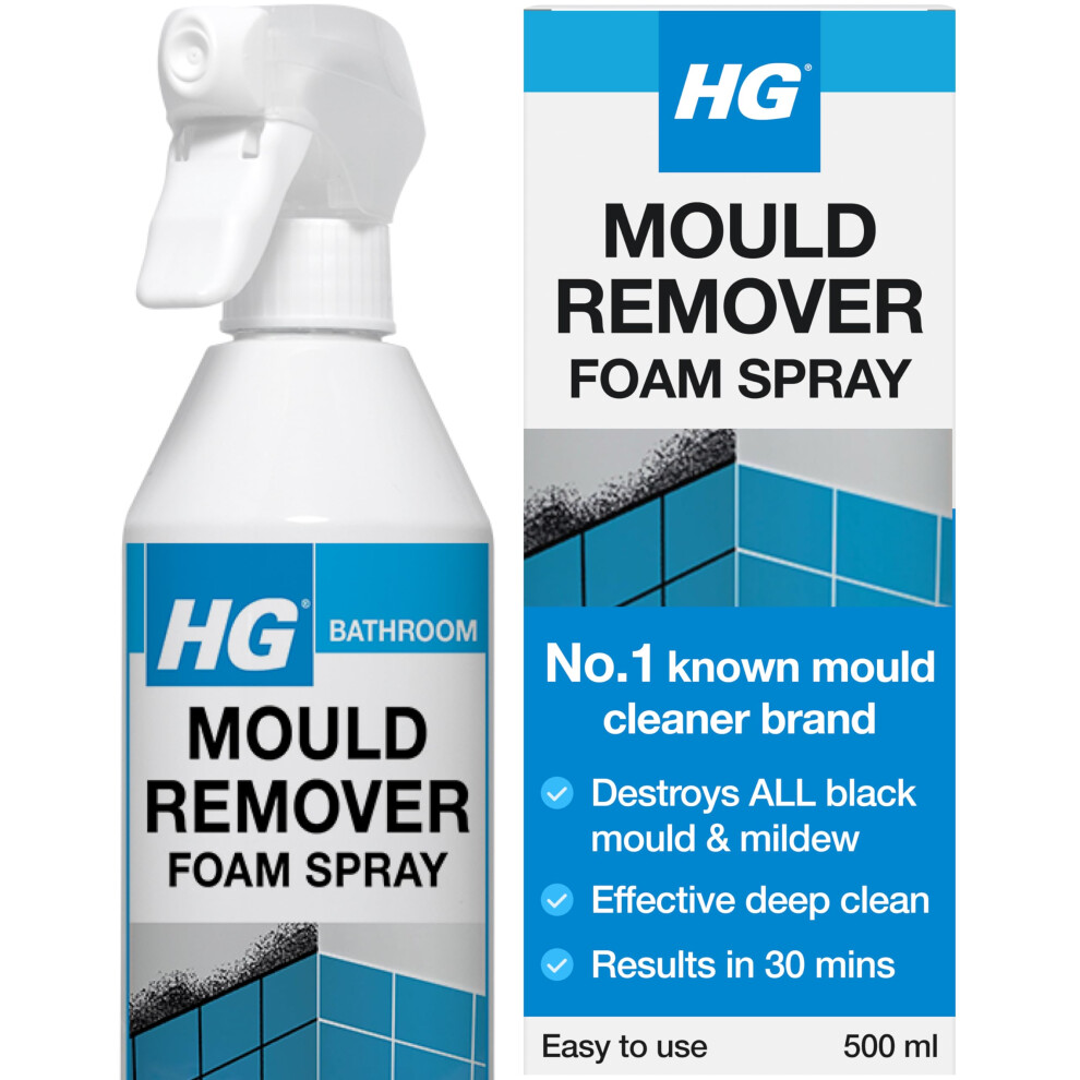 Hg Mould Remover Foam Spray, Mould & Mildew Cleaner, Removes Stains – 500Ml Black