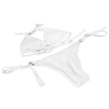 Ensemble de bikini croisillon pour femmes 2 pièces Polyester Maillot de bain d'été Blanc M