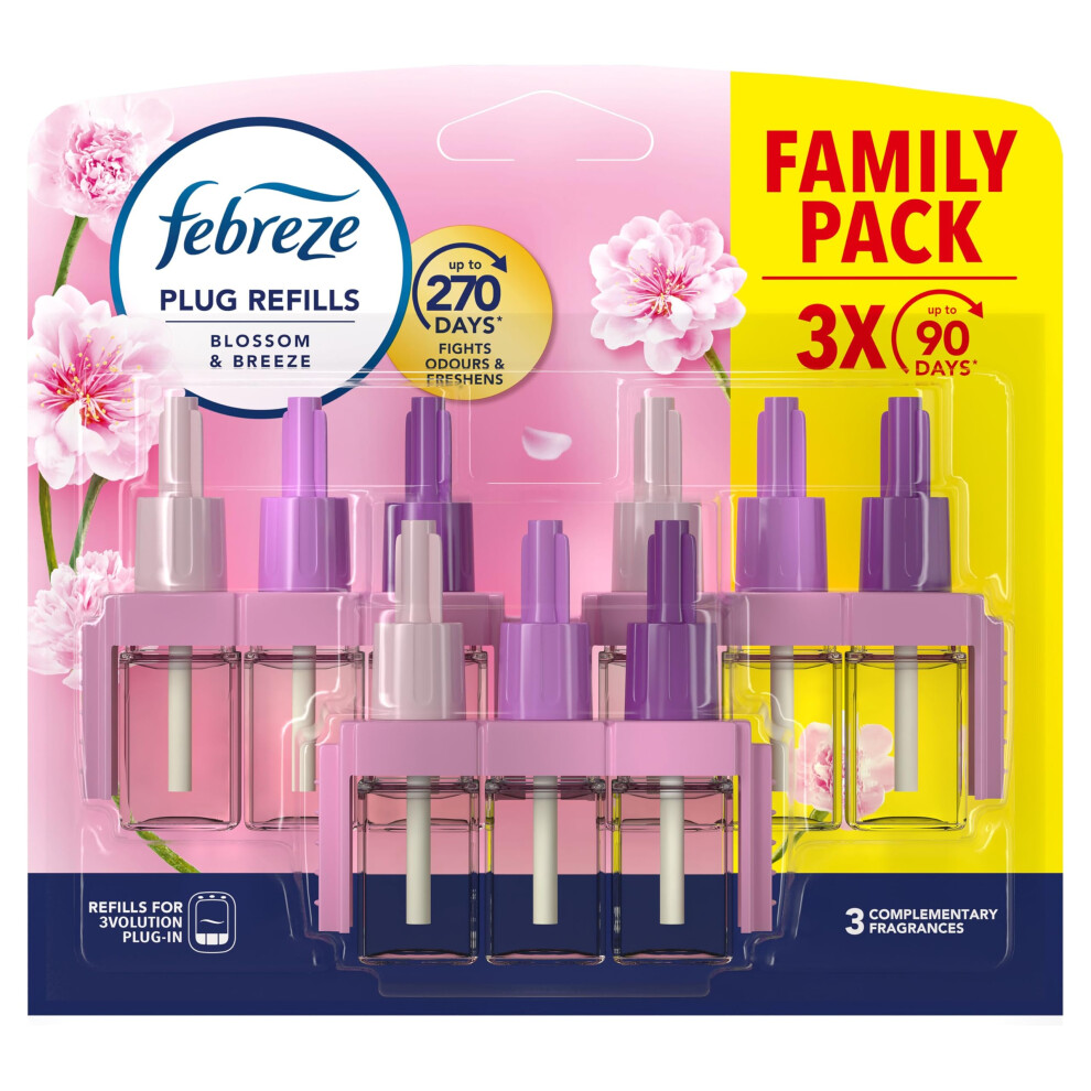 Febreze 3Volution Air Freshener Plug In Refill 60Ml Blossom & Breeze, 3 Alternating Scents To Clean Away Odours