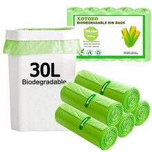 30L Biodegradable Bin Liners 100 Bags, 8Gallon/30 Litre Food Waste Bags Thickened Compostable Trash Caddy Liners, Recycled Degradable Garbage Rubbish